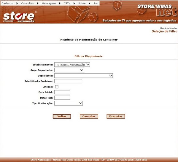 HISTÓRICO DE MONITORAÇÃO DE CONTAINER